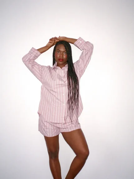 Parke Frill Boxer Shorts Dark Pink Stripe 1