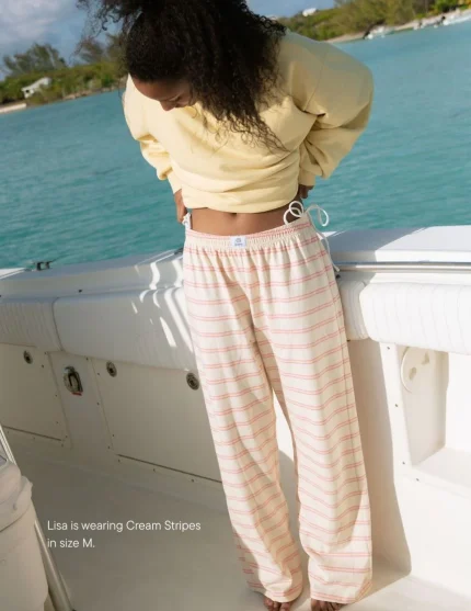 Parke Striped Cotton Boxer Pants Cream Stripe 1