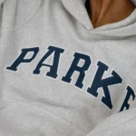 Parke Varsity Hoodie Sweatshirt Classic Grey Navy 1