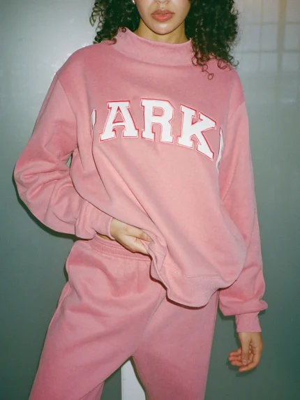 Parke Valentine's Day Varsity Mockneck Bubblegum & White (1)