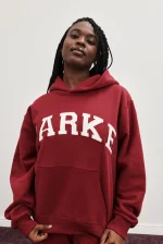 Parke Varsity Hoodie Sweatshirt Burgundy & White (1)