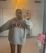 Parke Varsity Hoodie Sweatshirt Classic Grey & Ruby (1)