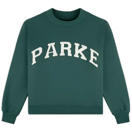 Parke Varsity Mockneck Evergreen & White (2)